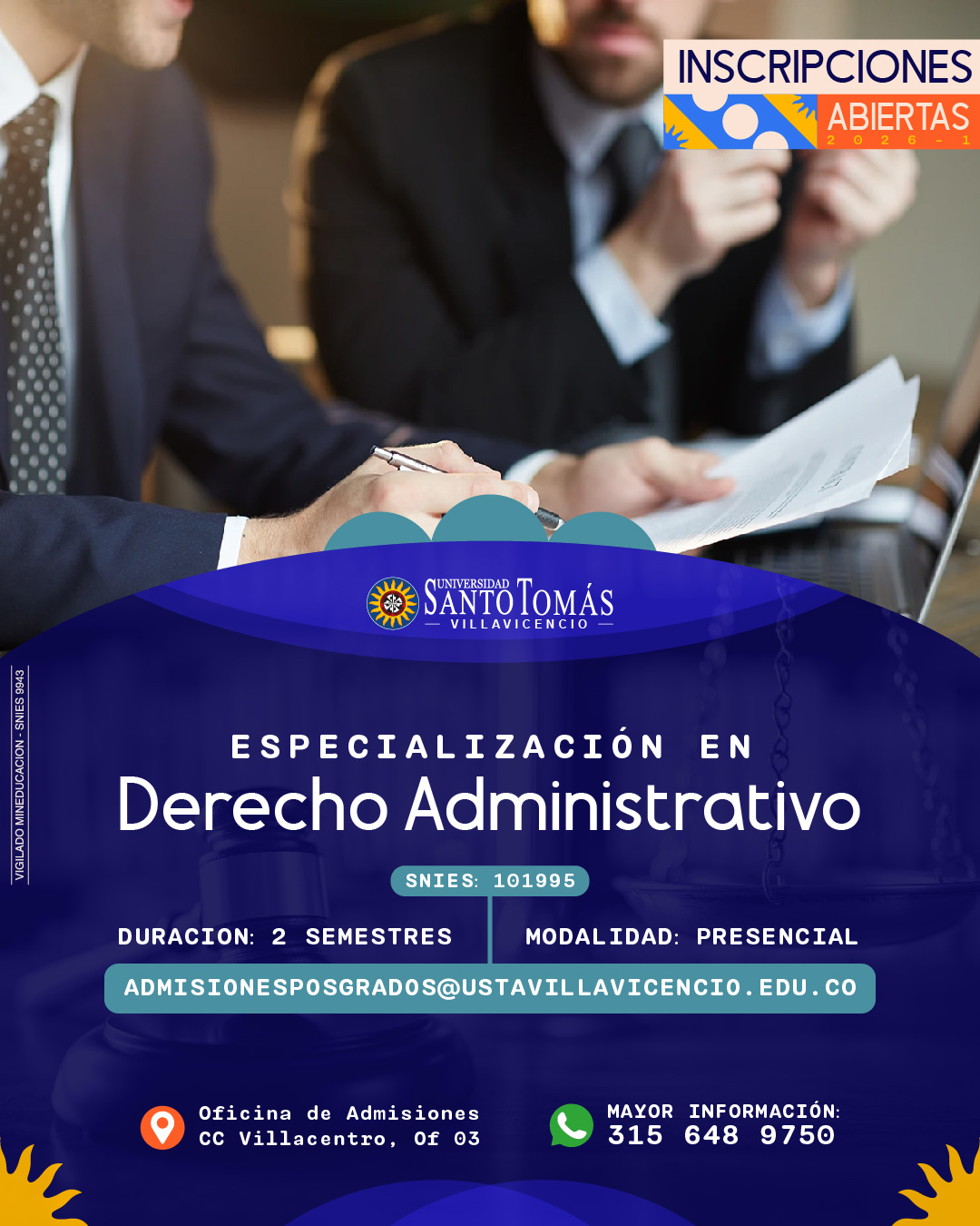 Especialización en Derecho Administrativo, Universidad Santo Tomás Villavicencio